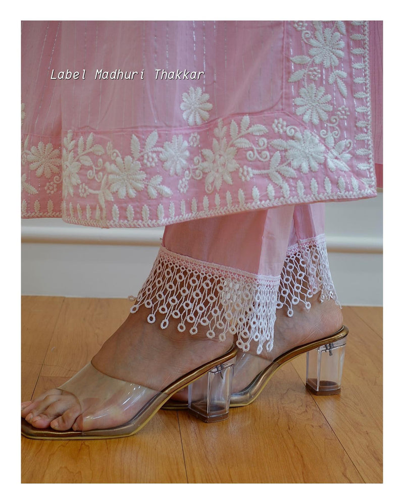 Beautifull lorex Fabric long Kurti Naira Cut With Pant And Dupatta Heavy 3pis set
