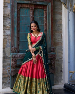 NARAYAN PATTU LEHENGA CHOLI WITH GEORGETTE EMBROIDERED DUPATTA (WDN83) 03