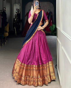 NARAYAN PET ZARI WEAVING LEHENGA CHOLI WITH VICHITRA SILK DUPATTA (WDN130) 01