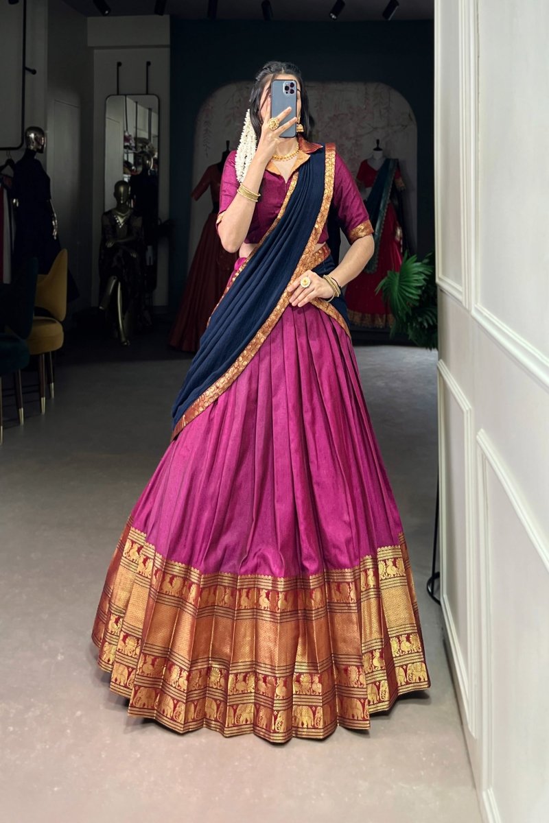 NARAYAN PET ZARI WEAVING LEHENGA CHOLI WITH VICHITRA SILK DUPATTA (WDN130) 01 - suitswala