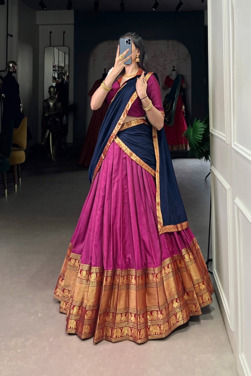NARAYAN PET ZARI WEAVING LEHENGA CHOLI WITH VICHITRA SILK DUPATTA (WDN130) 01 - suitswala