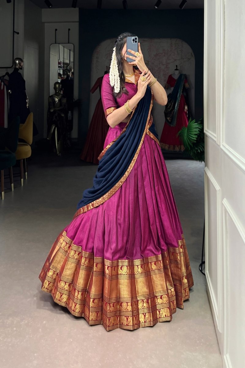 NARAYAN PET ZARI WEAVING LEHENGA CHOLI WITH VICHITRA SILK DUPATTA (WDN130) 01 - suitswala