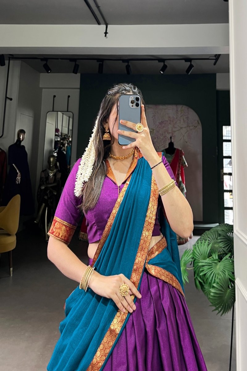 NARAYAN PET ZARI WEAVING LEHENGA CHOLI WITH VICHITRA SILK DUPATTA (WDN130) 02 - suitswala