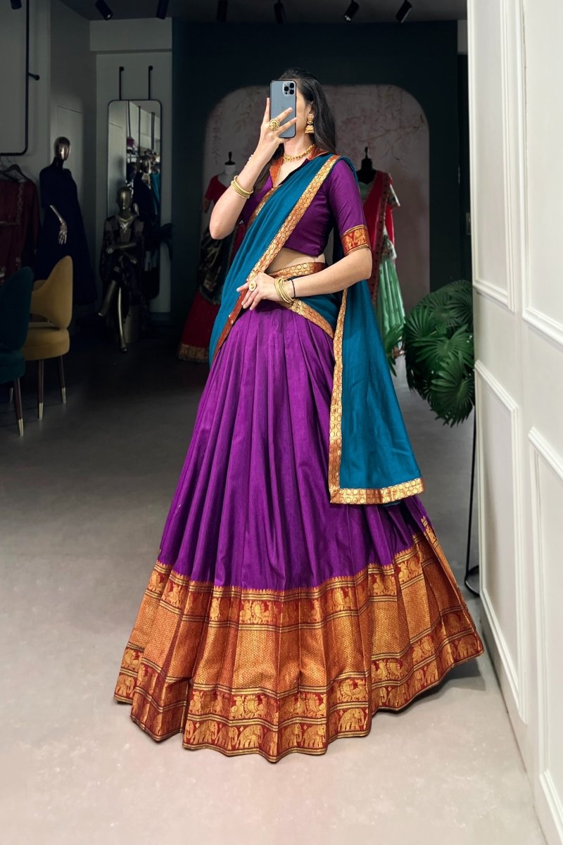 NARAYAN PET ZARI WEAVING LEHENGA CHOLI WITH VICHITRA SILK DUPATTA (WDN130) 02 - suitswala