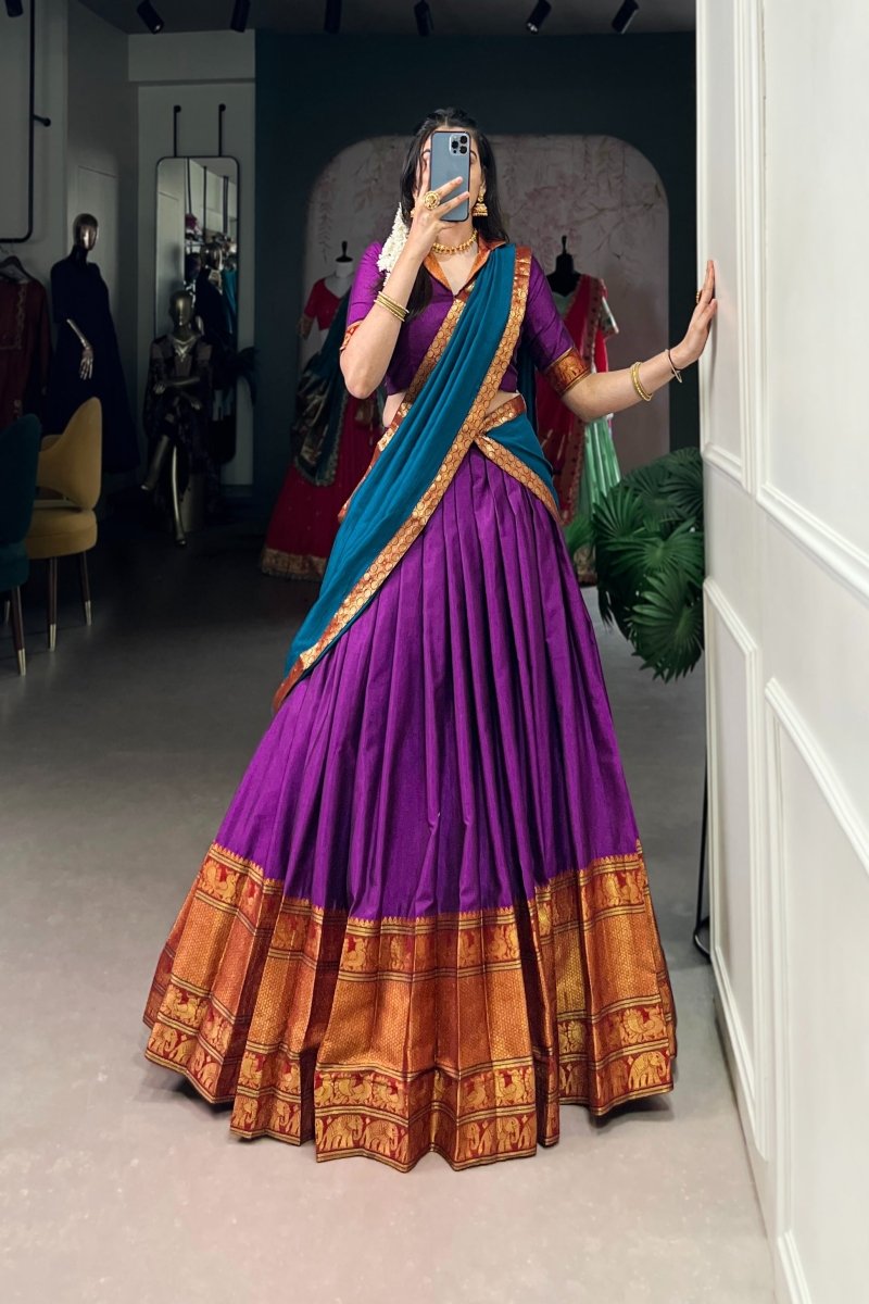 NARAYAN PET ZARI WEAVING LEHENGA CHOLI WITH VICHITRA SILK DUPATTA (WDN130) 02 - suitswala
