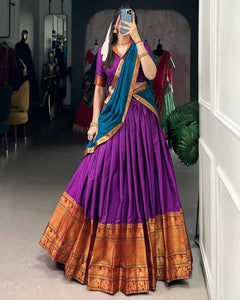 NARAYAN PET ZARI WEAVING LEHENGA CHOLI WITH VICHITRA SILK DUPATTA (WDN130) 02