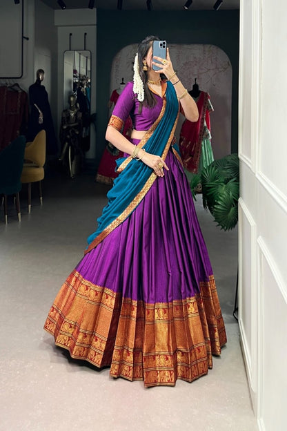 NARAYAN PET ZARI WEAVING LEHENGA CHOLI WITH VICHITRA SILK DUPATTA (WDN130) 02 - suitswala