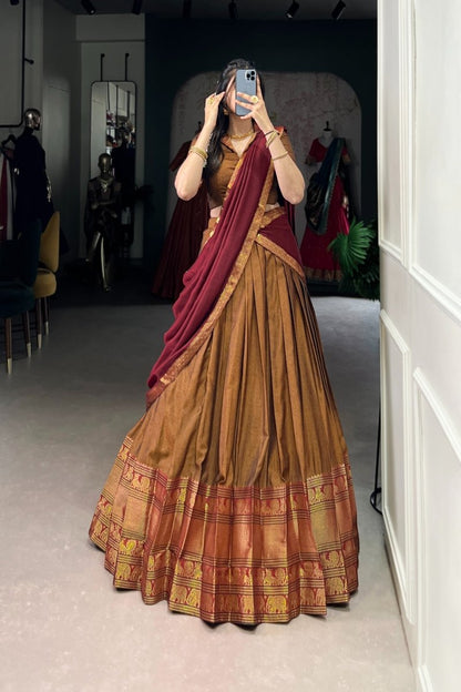 NARAYAN PET ZARI WEAVING LEHENGA CHOLI WITH VICHITRA SILK DUPATTA (WDN130) - suitswala