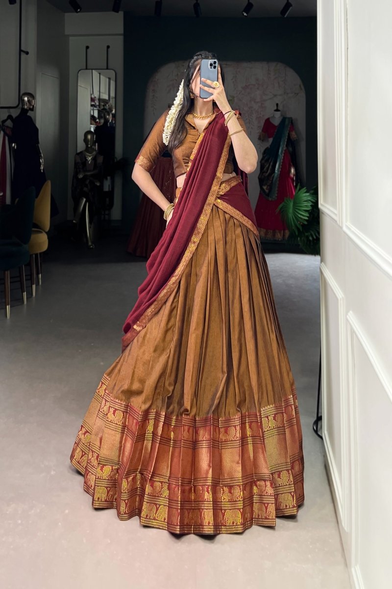 NARAYAN PET ZARI WEAVING LEHENGA CHOLI WITH VICHITRA SILK DUPATTA (WDN130) - suitswala