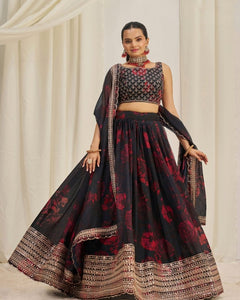 ORGANZA EMBROIDERED LEHENGA CHOLI WITH DUPATTA (WDN121)