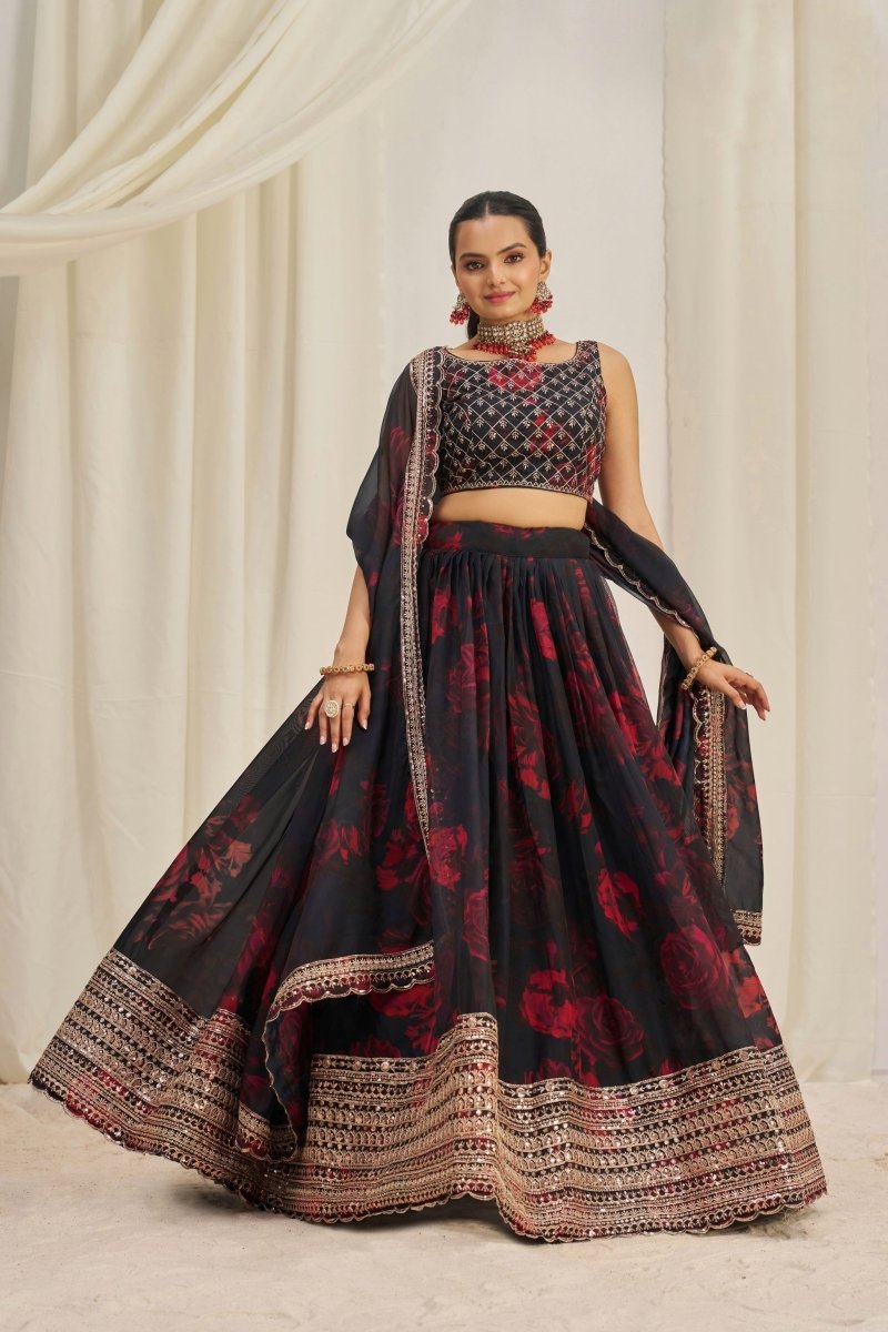 ORGANZA EMBROIDERED LEHENGA CHOLI WITH DUPATTA (WDN121) - suitswala