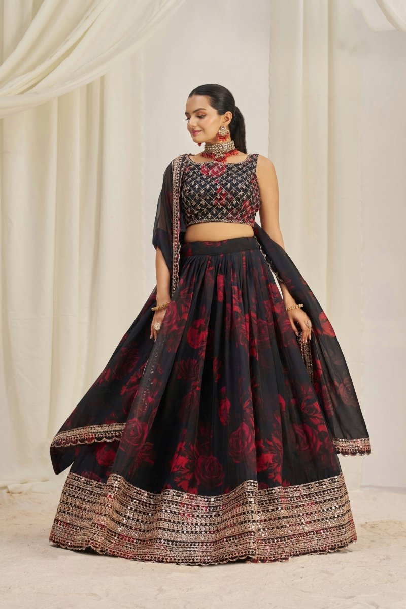 ORGANZA EMBROIDERED LEHENGA CHOLI WITH DUPATTA (WDN121) - suitswala