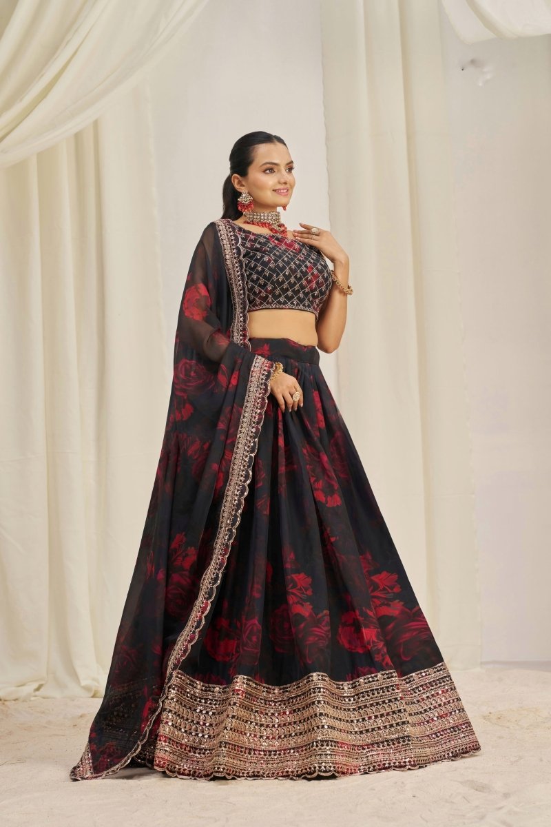 ORGANZA EMBROIDERED LEHENGA CHOLI WITH DUPATTA (WDN121) - suitswala