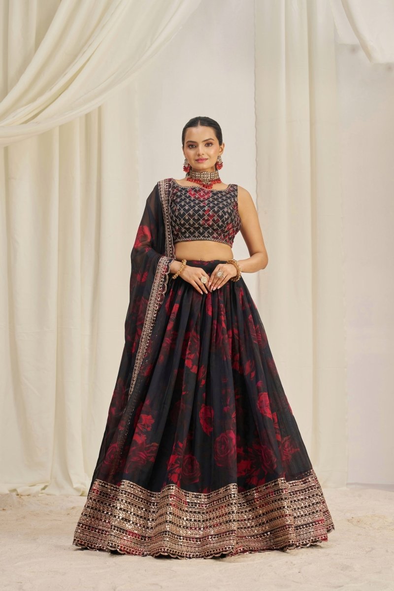 ORGANZA EMBROIDERED LEHENGA CHOLI WITH DUPATTA (WDN121) - suitswala