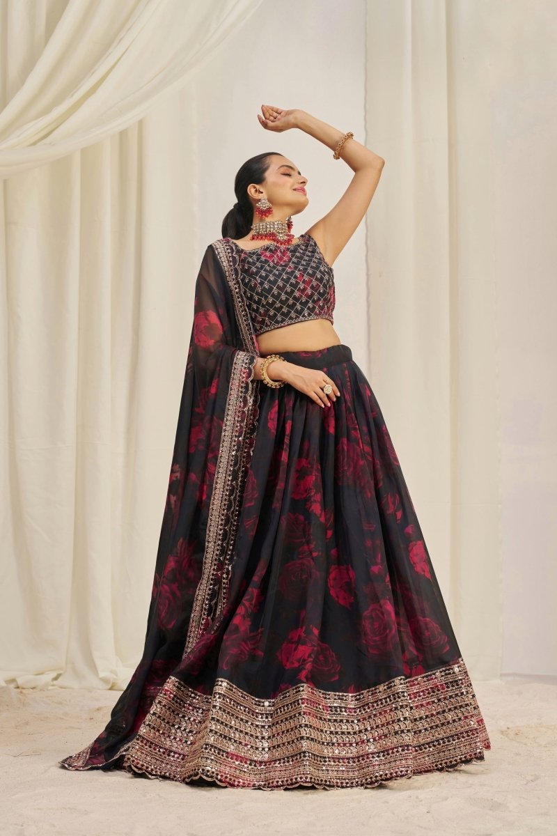 ORGANZA EMBROIDERED LEHENGA CHOLI WITH DUPATTA (WDN121) - suitswala