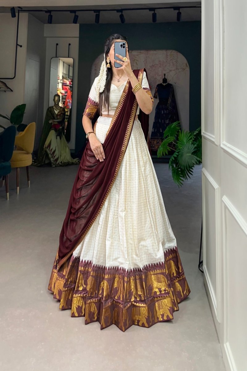 POLY COTTON LEHENGA CHOLI WITH GEORGETTE DUPATTA (WDN127) - suitswala