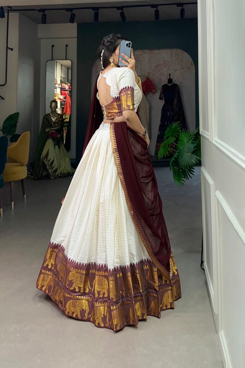 POLY COTTON LEHENGA CHOLI WITH GEORGETTE DUPATTA (WDN127) - suitswala