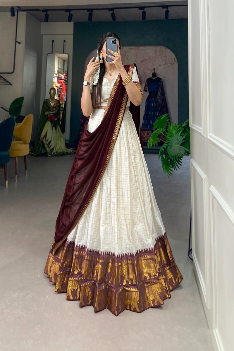 POLY COTTON LEHENGA CHOLI WITH GEORGETTE DUPATTA (WDN127) - suitswala