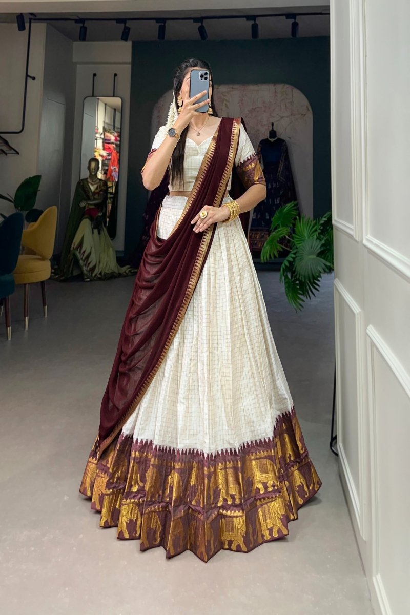 POLY COTTON LEHENGA CHOLI WITH GEORGETTE DUPATTA (WDN127) - suitswala