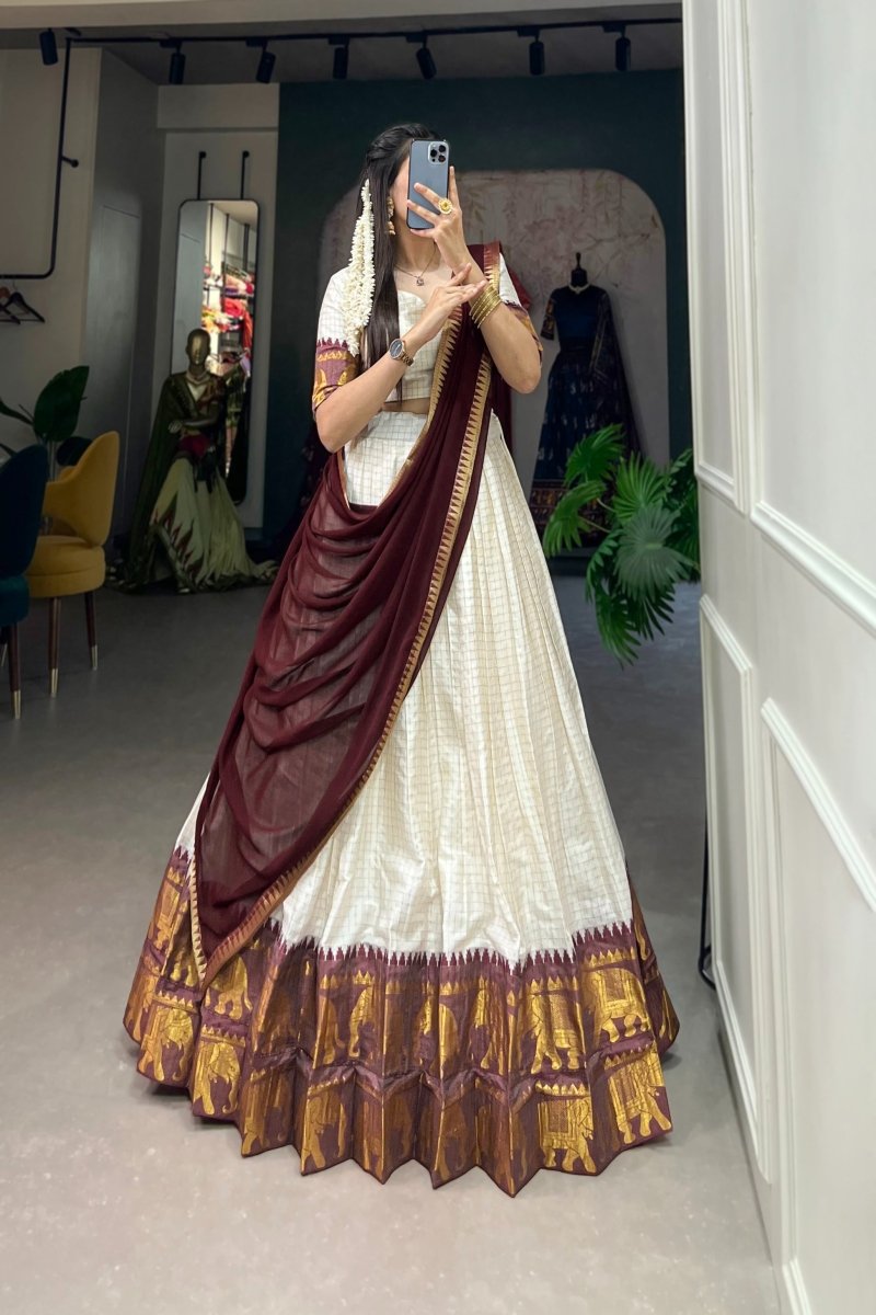 POLY COTTON LEHENGA CHOLI WITH GEORGETTE DUPATTA (WDN127) - suitswala