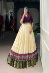 POLY COTTON PRINTED ZARI WEAVING LEHENGA WITH PURE COTTON HAND WORK BLOUSE (WDN85) 02 - suitswala