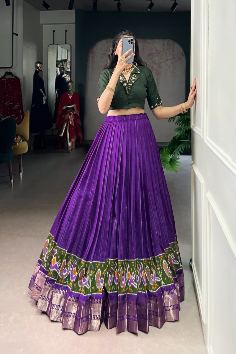 POLY COTTON PRINTED ZARI WEAVING LEHENGA WITH PURE COTTON HAND WORK BLOUSE (WDN85) 03 - suitswala