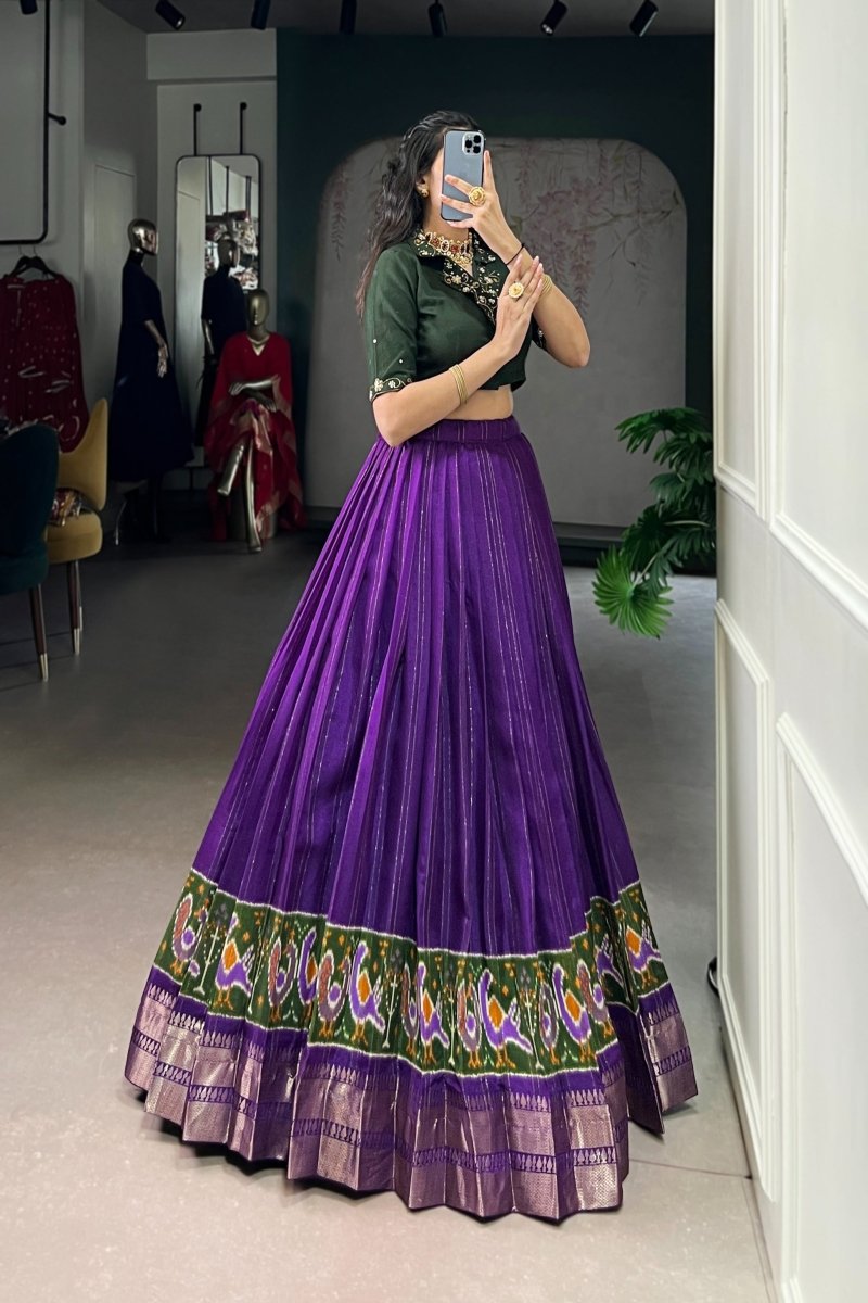 POLY COTTON PRINTED ZARI WEAVING LEHENGA WITH PURE COTTON HAND WORK BLOUSE (WDN85) 03 - suitswala