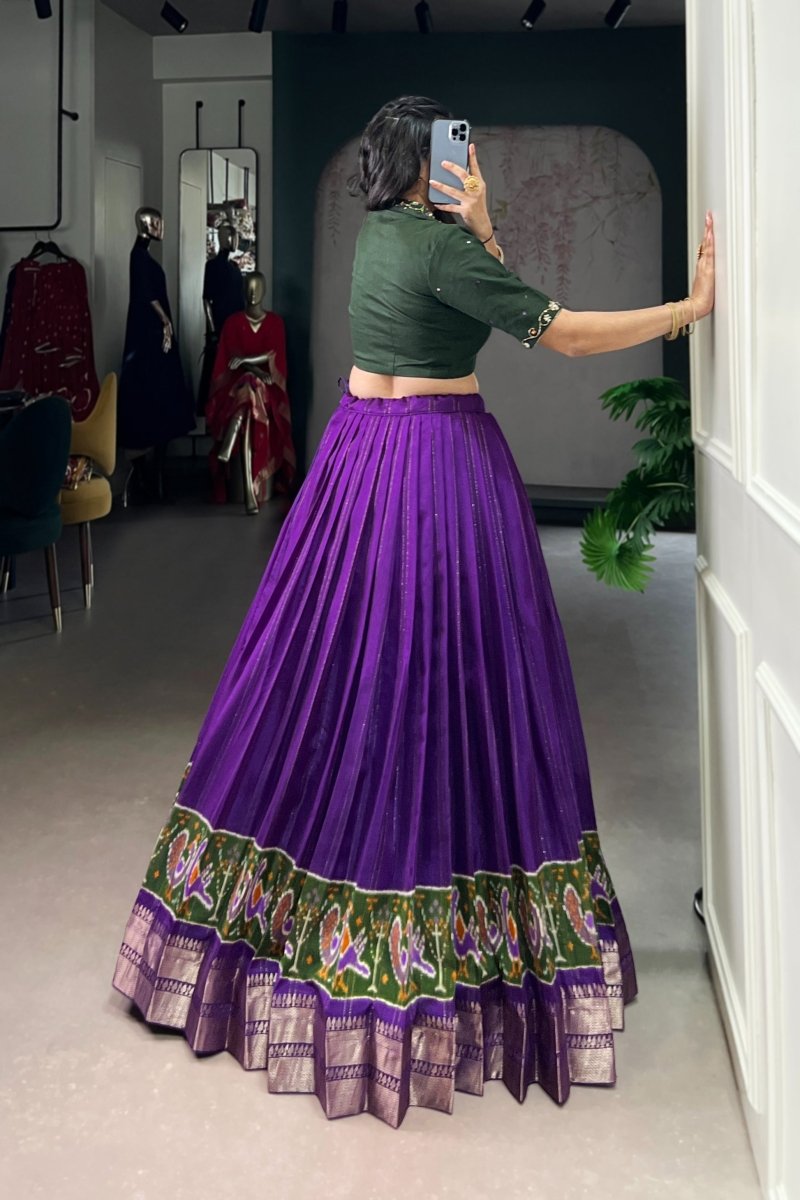 POLY COTTON PRINTED ZARI WEAVING LEHENGA WITH PURE COTTON HAND WORK BLOUSE (WDN85) 03 - suitswala