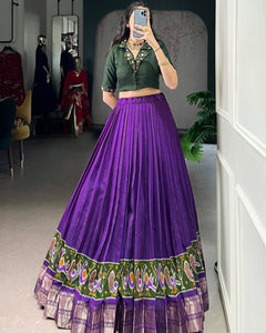 POLY COTTON PRINTED ZARI WEAVING LEHENGA WITH PURE COTTON HAND WORK BLOUSE (WDN85) 03