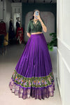 POLY COTTON PRINTED ZARI WEAVING LEHENGA WITH PURE COTTON HAND WORK BLOUSE (WDN85) 03 - suitswala