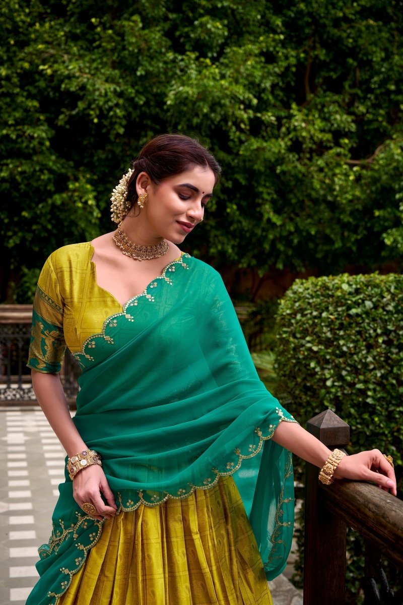 PONGAL SPECIAL POLY COTTON ZARI WEAVING WORKED LEHENGA CHOLI (WDN97) 03 - suitswala