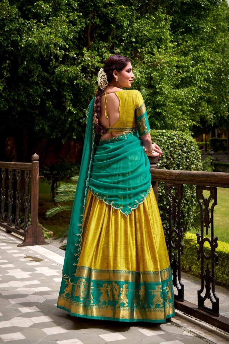 PONGAL SPECIAL POLY COTTON ZARI WEAVING WORKED LEHENGA CHOLI (WDN97) 03 - suitswala