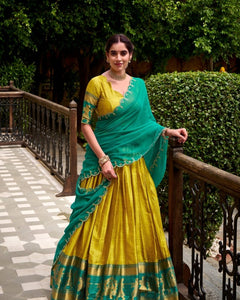 PONGAL SPECIAL POLY COTTON ZARI WEAVING WORKED LEHENGA CHOLI (WDN97) 03