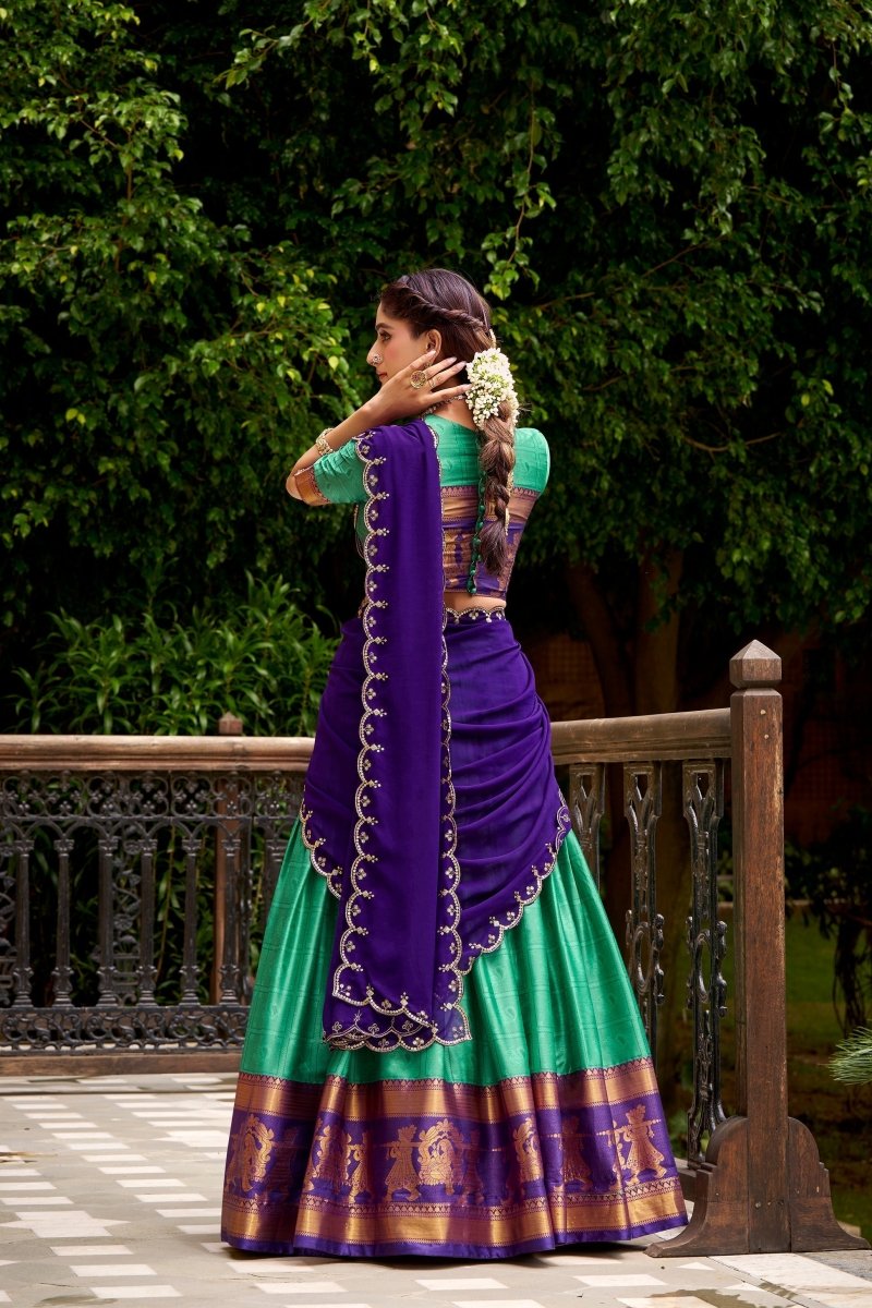 PONGAL SPECIAL POLY COTTON ZARI WEAVING WORKED LEHENGA CHOLI (WDN97) - suitswala