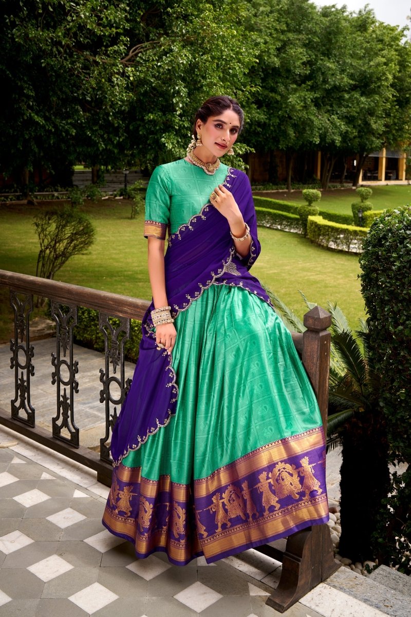 PONGAL SPECIAL POLY COTTON ZARI WEAVING WORKED LEHENGA CHOLI (WDN97) - suitswala