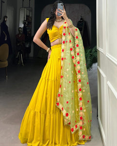 PREMIUM GEORGETTE PLAIN LEHENGA CHOLI WITH ORGANZA DUPATTA (WDN119)
