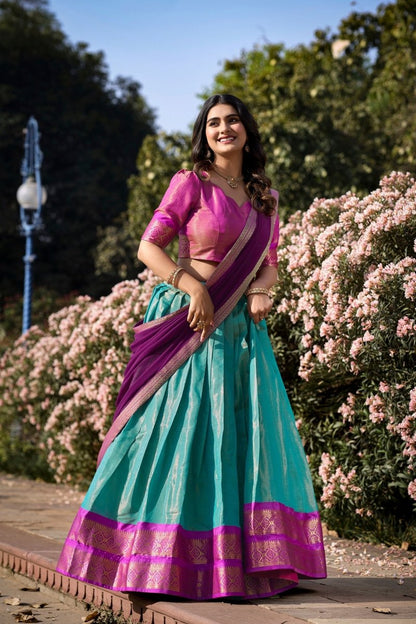 PREMIUM KANCHIPURAM LEHENGA CHOLI SET (WDN109) 04 - suitswala