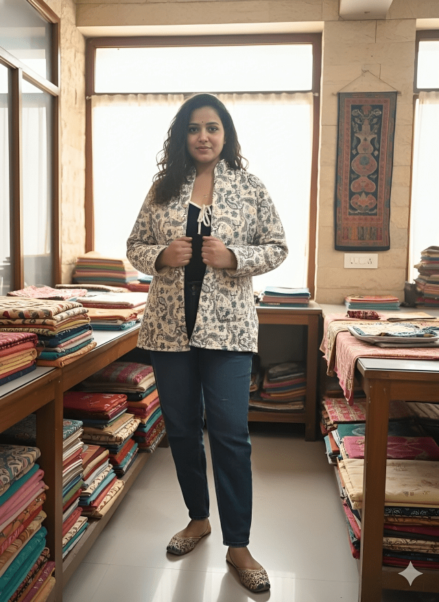 Presenting Jaipuri printed Women's Wear Quilted Full Sleeves JACKETS (JAC12) - suitswala