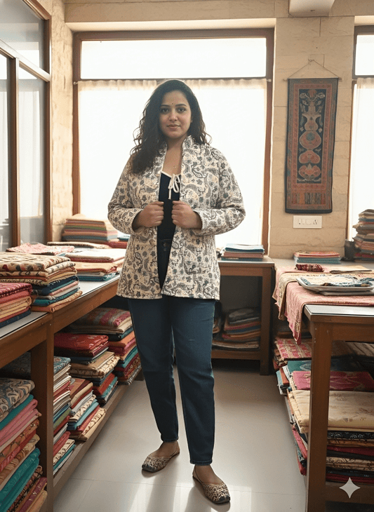 Presenting Jaipuri printed Women's Wear Quilted Full Sleeves JACKETS (JAC12) - suitswala