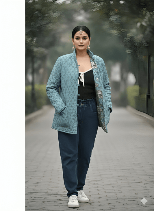 Presenting Jaipuri printed Women's Wear Quilted Full Sleeves JACKETS (JAC13) - suitswala