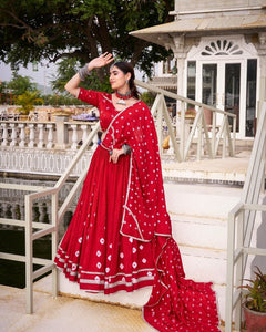PURE CHANDERI BHANDHEJ PRINT LEHENGA CHOLI WITH DUPATTA (WDN98) 01