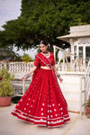 PURE CHANDERI BHANDHEJ PRINT LEHENGA CHOLI WITH DUPATTA (WDN98) 01 - suitswala