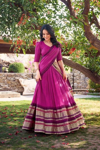 PURE CHANDERI LEHENGA CHOLI WITH DUPATTA (WDN125) 01 - suitswala