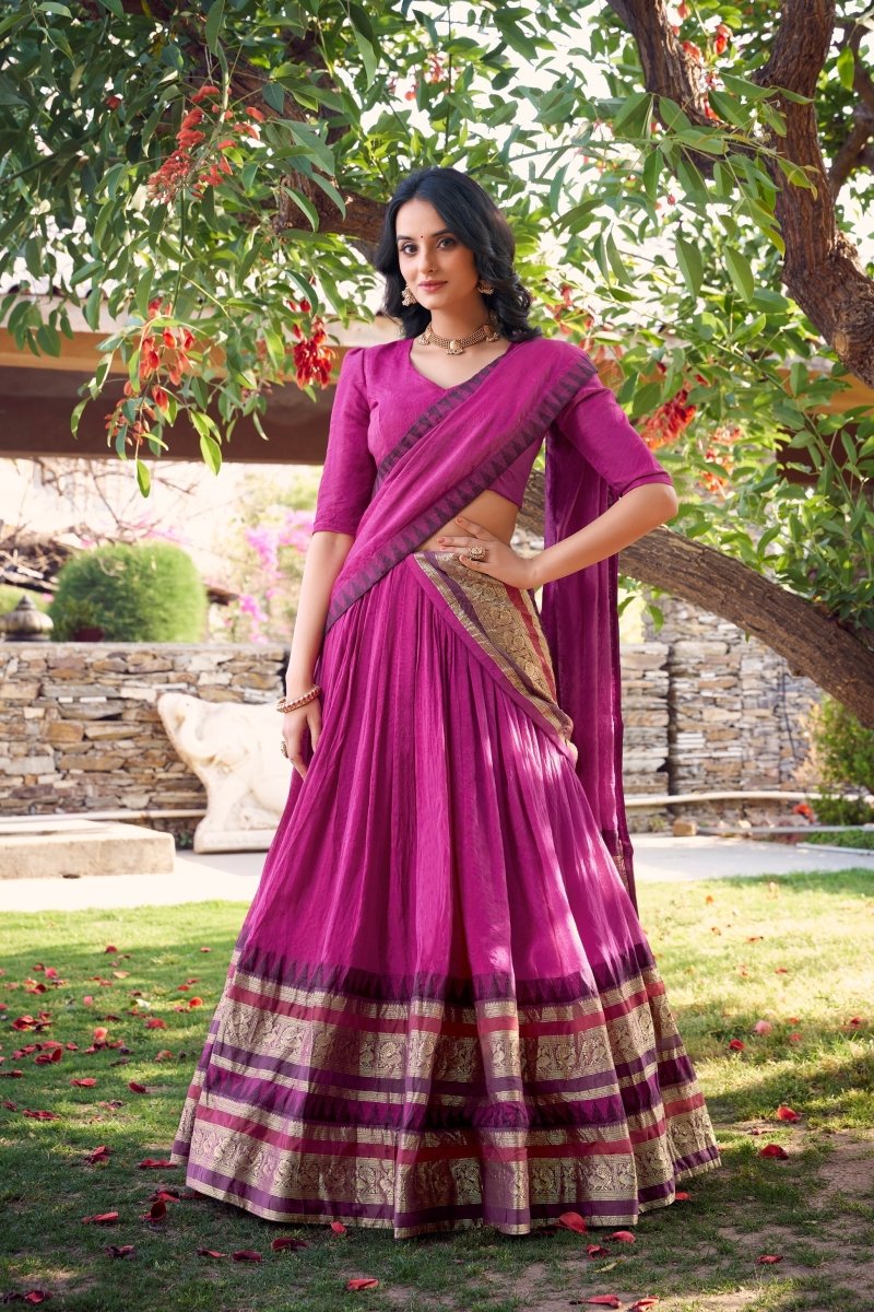 PURE CHANDERI LEHENGA CHOLI WITH DUPATTA (WDN125) 01 - suitswala