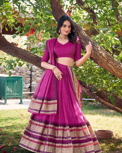 PURE CHANDERI LEHENGA CHOLI WITH DUPATTA (WDN125) 01