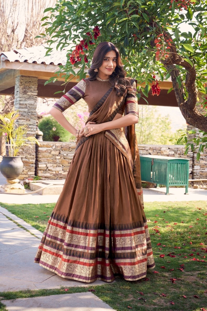 PURE CHANDERI LEHENGA CHOLI WITH DUPATTA (WDN125) 02 - suitswala