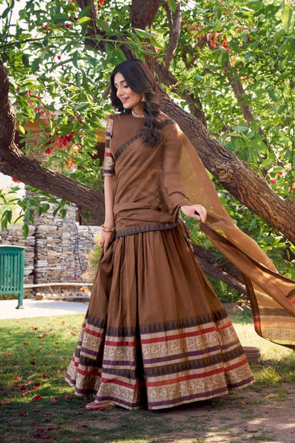 PURE CHANDERI LEHENGA CHOLI WITH DUPATTA (WDN125) 02 - suitswala