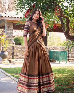 PURE CHANDERI LEHENGA CHOLI WITH DUPATTA (WDN125) 02