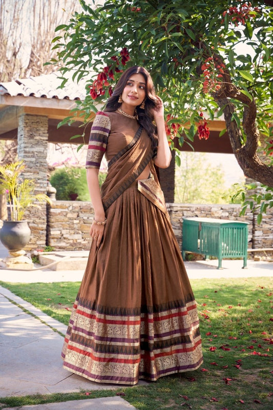 PURE CHANDERI LEHENGA CHOLI WITH DUPATTA (WDN125) 02 - suitswala
