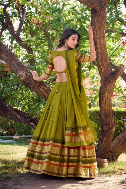 PURE CHANDERI LEHENGA CHOLI WITH DUPATTA (WDN125) 03 - suitswala